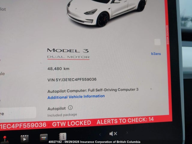 5YJ3E1EC4PF559036 Tesla 2023