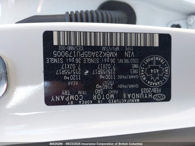 KM8K23AG5PU179005 Hyundai Kona