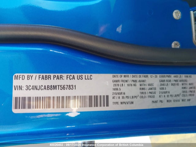 3C4NJCAB8MT567831 Jeep Compass