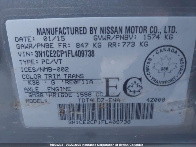 Nissan 2015 2015 3N1CE2CP1FL409738 Image 9