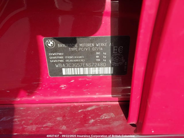 WBA3C3G57ENS72480 BMW 2014