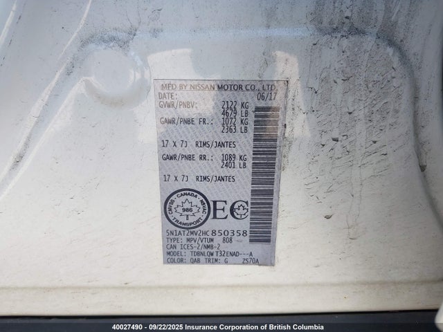 Nissan 2017 2017 5N1AT2MV2HC850358 Image 9