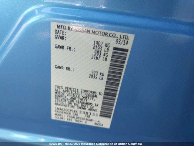 1N4AZ0CP1EC338151 Nissan 2014