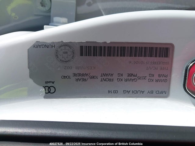 WAUEFRFF7F1010416 Audi A3