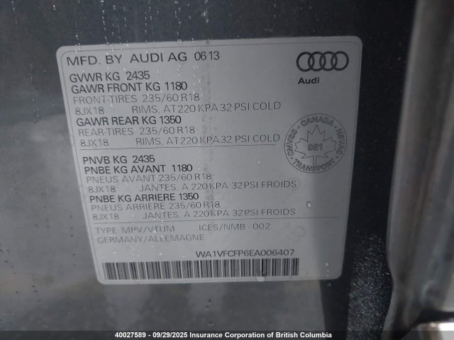 Audi Tdi 2014 WA1VFCFP6EA006407 Image 9