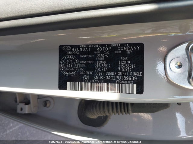 Aukcja sprzedaży 2023 Hyundai Kona, vin: KM8K23AG2PU189989, numer aukcji: 40027593
