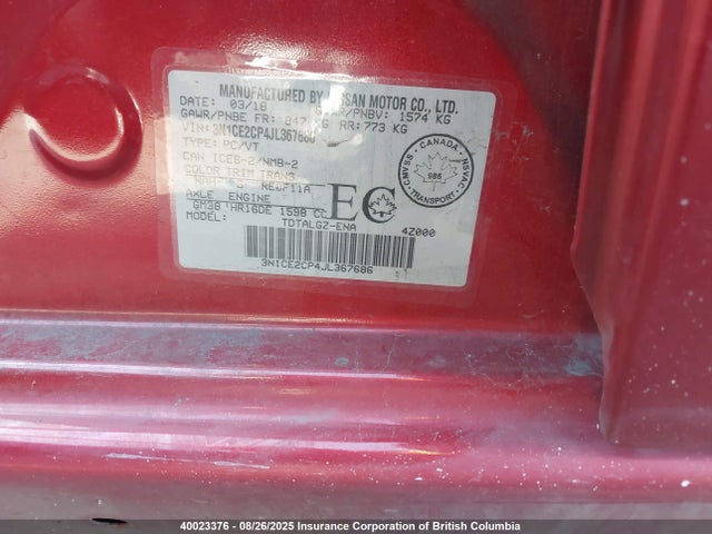Nissan 2018 2018 3N1CE2CP4JL367686 Image 18