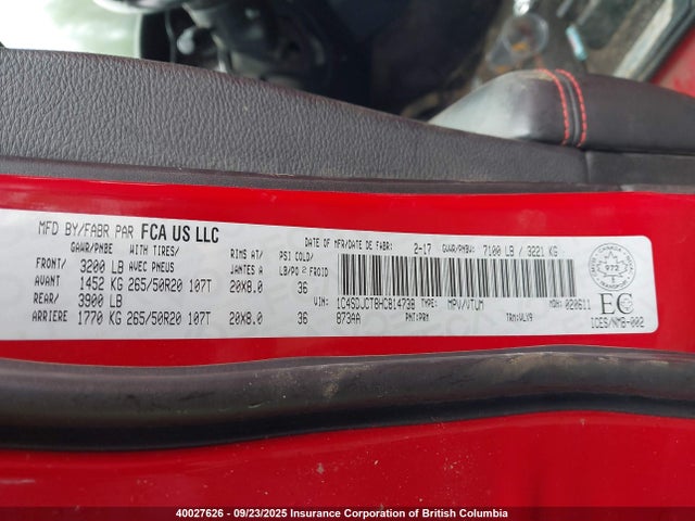 Dodge 2017 2017 1C4SDJCT8HC814738 Image 9