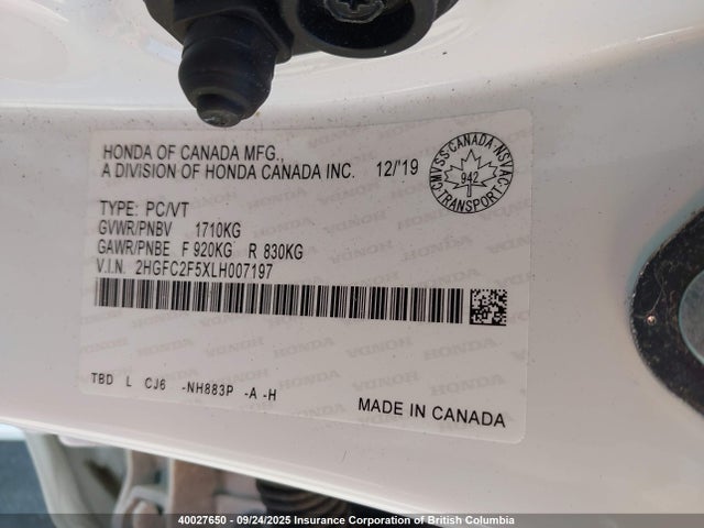 Honda k20c2 2020 2HGFC2F5XLH007197 Image 9