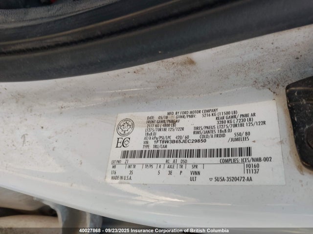 Ford 2018 2018 1FT8W3B65JEC29850 Image 9