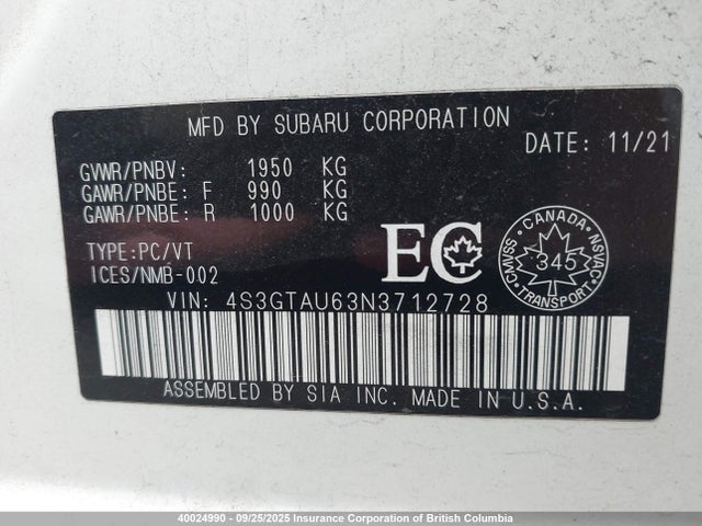 4S3GTAU63N3712728 Subaru na