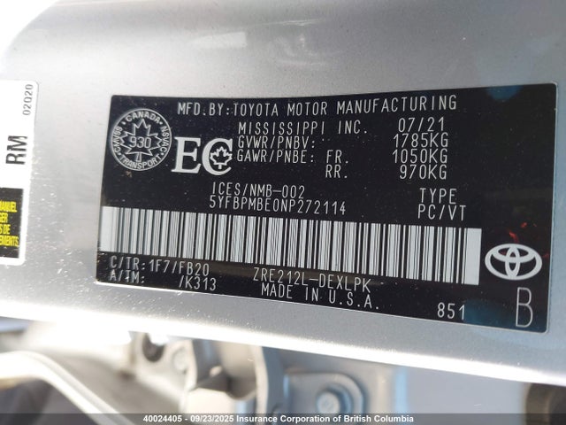 Toyota 2zr-fae 2022 5YFBPMBE0NP272114 Image 9