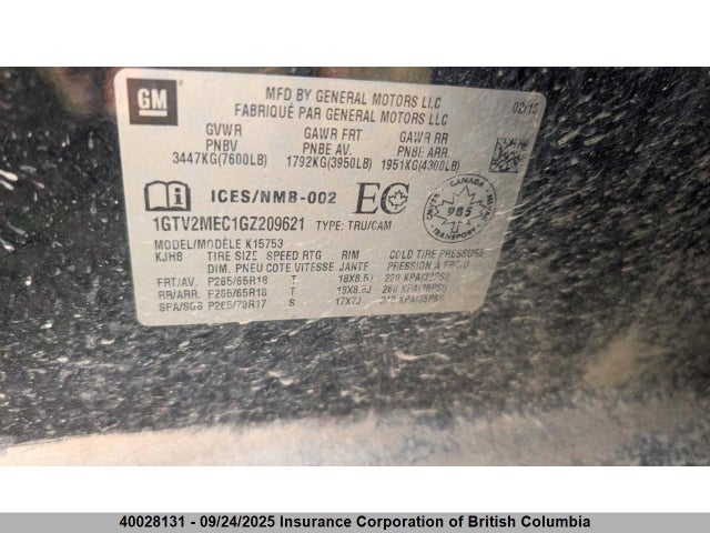 GMC l83 - sidi, vvt, afm, e85 max, aluminum 2016 1GTV2MEC1GZ209621 Image 5