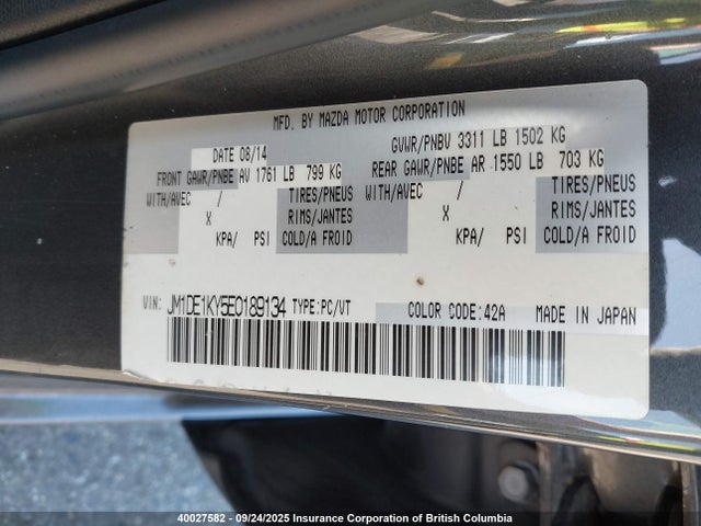 Mazda zy federal/canada 2014 JM1DE1KY5E0189134 Image 9