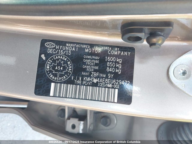 KMHCU4AE8EU629472 Hyundai Accent Gls/se