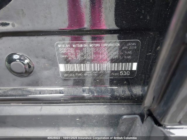 Mitsubishi tc/ic mivec 2018 JA4AT4AA0JZ617285 Image 9