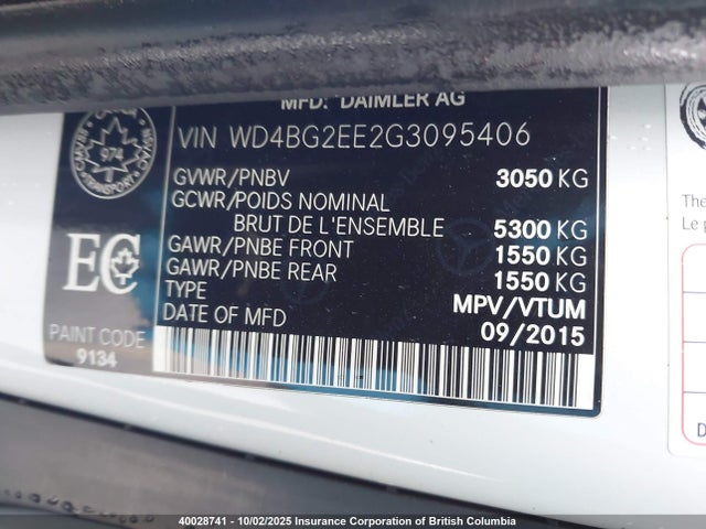WD4BG2EE2G3095406 Mercedes-Benz Metris