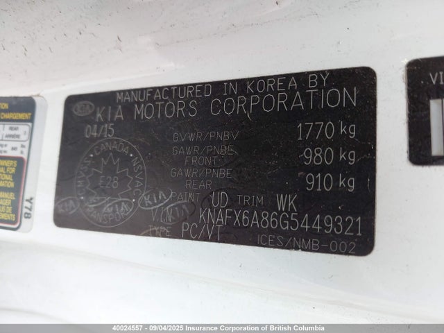 KNAFX6A86G5449321 KIA gdi nu
