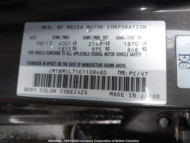 Mazda pe 2014 JM1BM1L71E1108480 Image 9