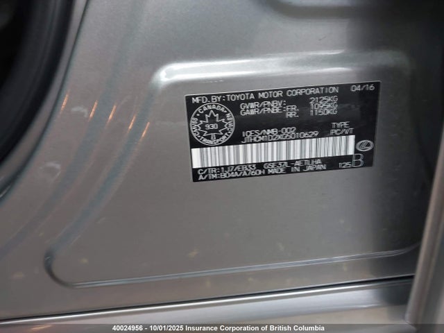 Lexus 2gr-fse 2016 JTHCM1D2XG5010629 Image 9