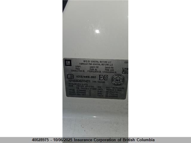 GMC l83 - sidi, vvt, afm, e85 max, aluminum 2016 1GTV2LEC4GZ234278 Image 11