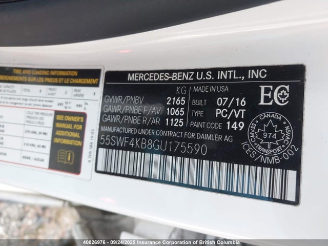 55SWF4KB8GU175590 Mercedes-Benz C 300 4matic
