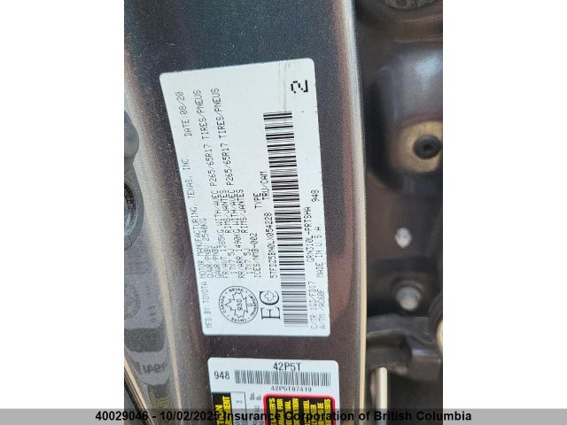 5TFDZ5BN0LX054228 Toyota 2gr-fks