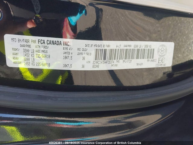2C4RC1N75HR735374 Chrysler Pacifica
