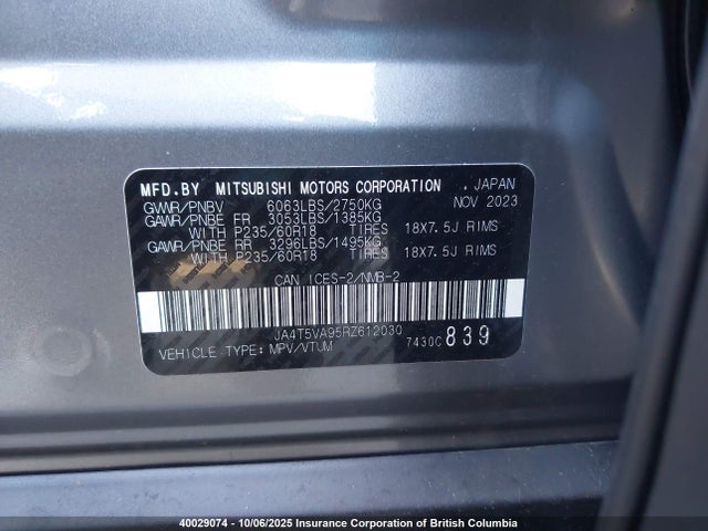 JA4T5VA95RZ612030 Mitsubishi s91-ya1