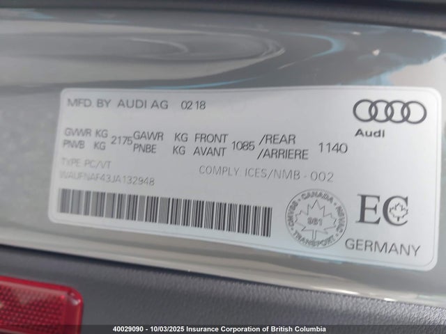 WAUFNAF43JA132948 Audi 2018
