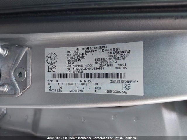 1FMCU9J94HUE80823 Ford Escape