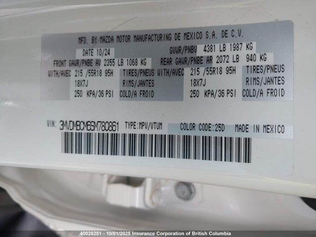 Mazda pyukd 2025 3MVDMBCM6SM780861 Image 9