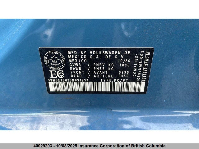 3VWSX7BU9SM034237 Volkswagen tsi