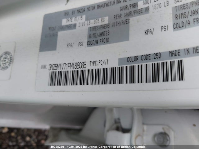 3MZBM1V71FM188085 Mazda pe