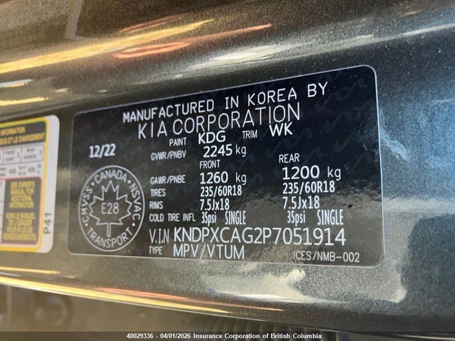40029336 :رقم المزاد ، KNDPXCAG2P7051914 vin ، 2023 Kia Sportage Sx Prestige مزاد بيع