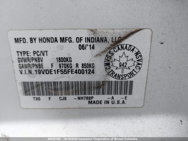 Acura r20a5 2015 19VDE1F55FE400124 Image 9