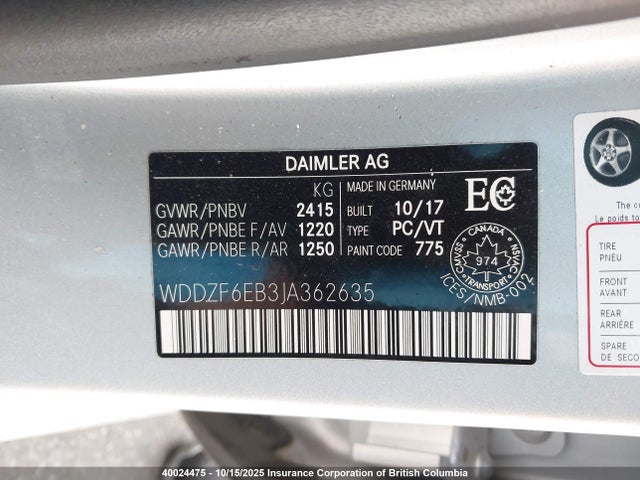 Mercedes-Benz m276 2018 WDDZF6EB3JA362635 Image 9