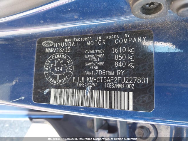 Hyundai dohc gdi gamma 2015 KMHCT5AE2FU227831 Image 9