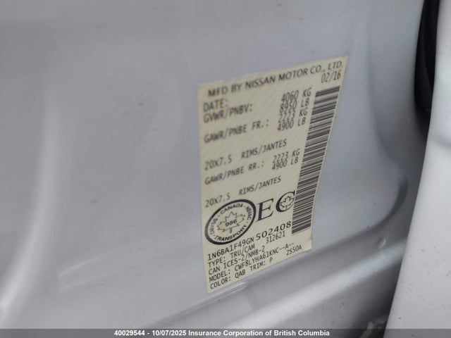 Nissan Titan 2016 1N6BA1F49GN502408 Image 18
