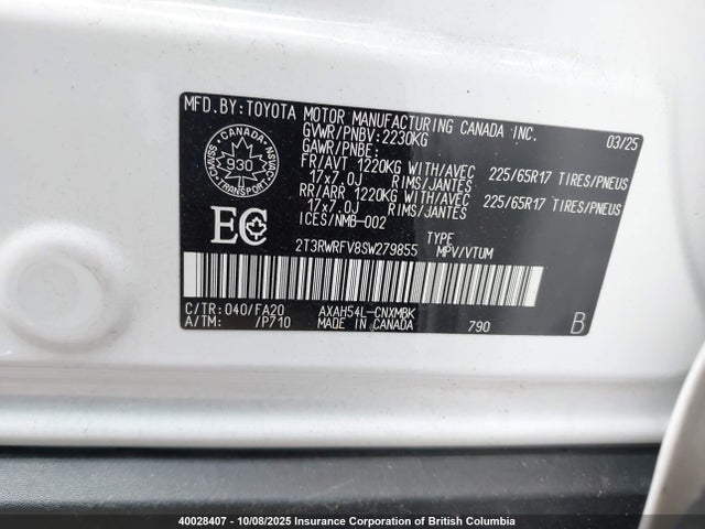 2T3RWRFV8SW279855 Toyota a25a-fxs