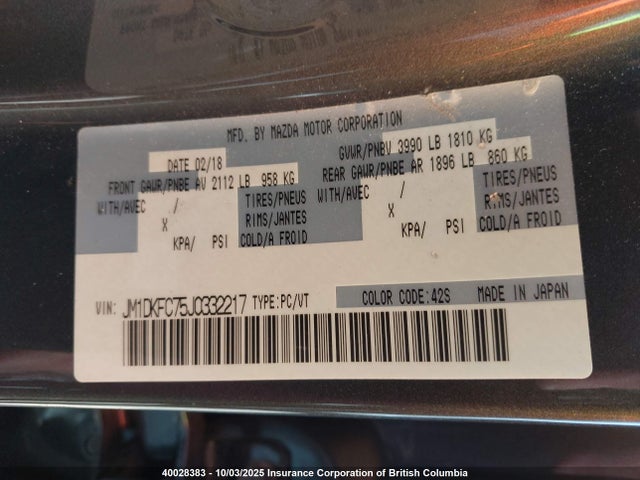 JM1DKFC75J0332217 Mazda pe