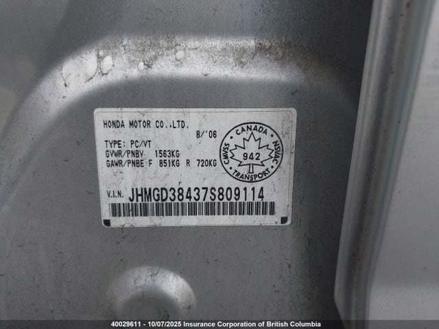 Продаж на аукціоні авто 2007 Honda Fit, vin: JHMGD38437S809114, номер лоту: 40029611