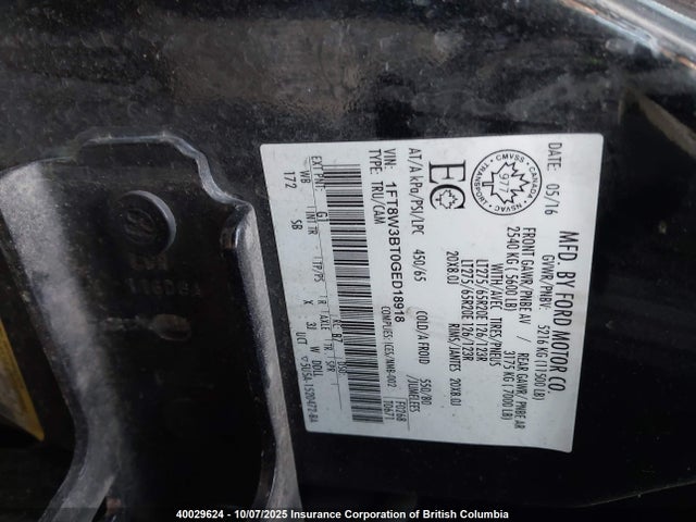 Ford 2016 2016 1FT8W3BT0GED18918 Image 9