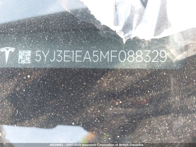 Tesla MODEL 3 2021 5YJ3E1EA5MF088329 Image 9