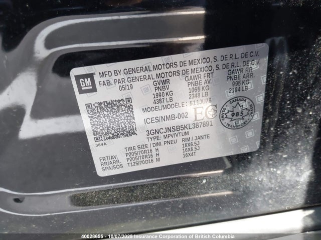 Chevrolet luv - mfi, variable valve timing, e85 max, alum 2019 3GNCJNSB5KL387891 Image 9