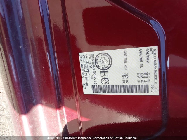 1N4BZ0CP8GC306515 Nissan 2016