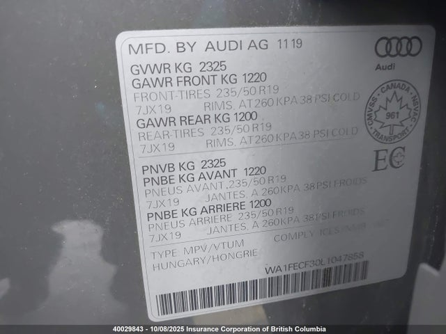 WA1FECF30L1047858 Audi 2020