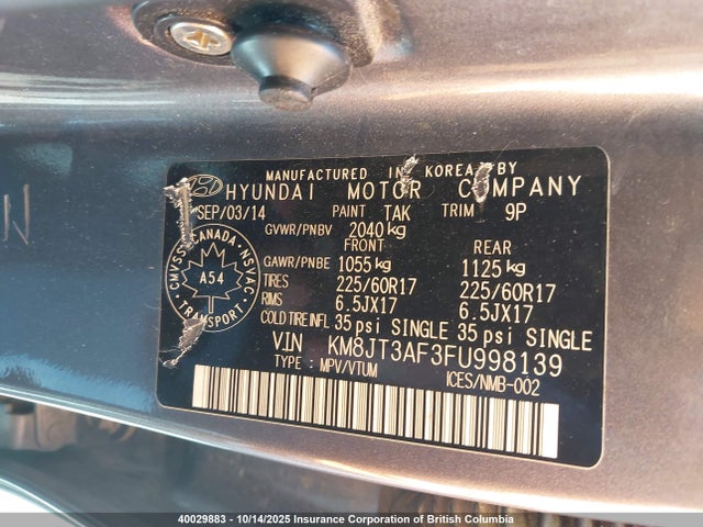 Hyundai dohc gdi nu 2015 KM8JT3AF3FU998139 Image 9