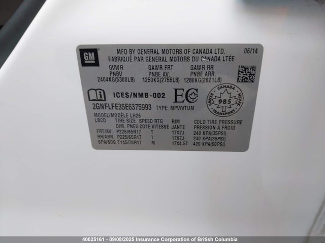 Chevrolet lfx - vvt, e85 max, aluminum 2014 2GNFLFE35E6375993 Image 9