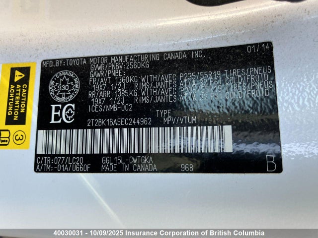 Lexus 2gr-fe 2014 2T2BK1BA5EC244962 Image 5